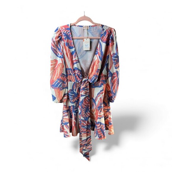 Flora Clothing Tropical Print Wrap Dress Boho Style Size M - Picture 7 of 7